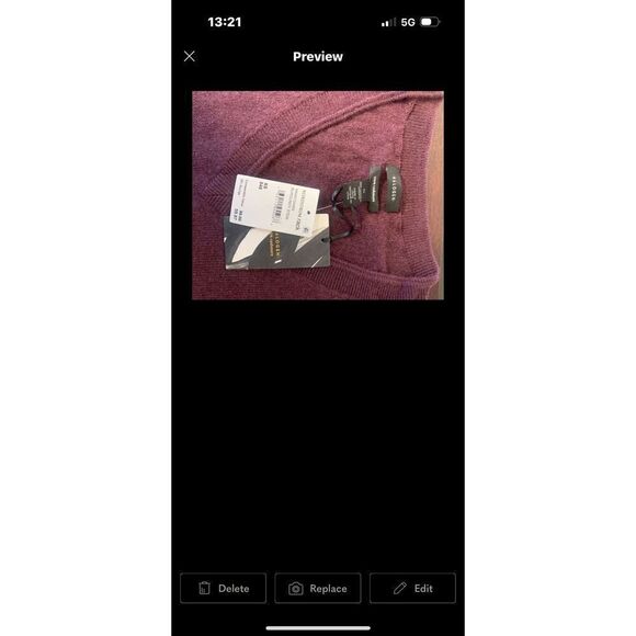 Halogen  pure 100% cashmere V neck sweater size XS, burgundy NWT - Picture 12 of 13